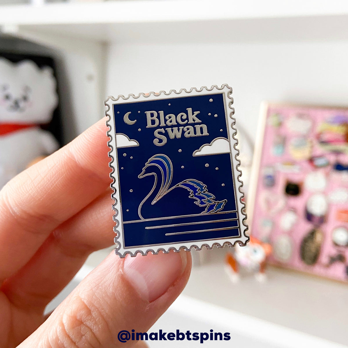 Black Swan stamp - BTS Enamel pin – IMAKEBTSPINS